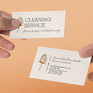 Ivory Minimalist Janitorial Handy Mop Cleaning Business Card