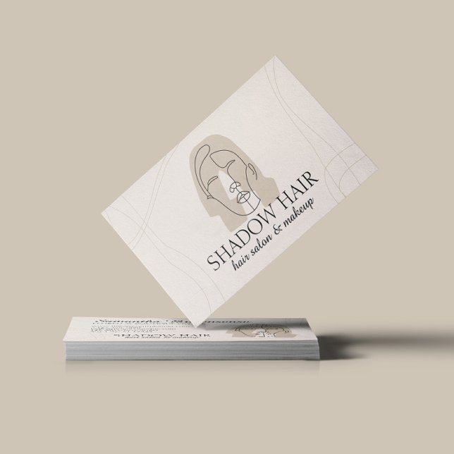 Ivory Minimalist Makeup Woman Face Hair Business Card (Creator Uploaded)