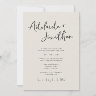 Ivory Minimalist Modern Simple Wedding Invitations