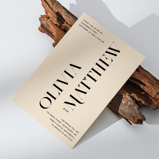 Ivory minimalist photo wedding engagement party invitation