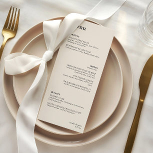 Ivory Minimalist Plated Dinner Wedding Reception Menu