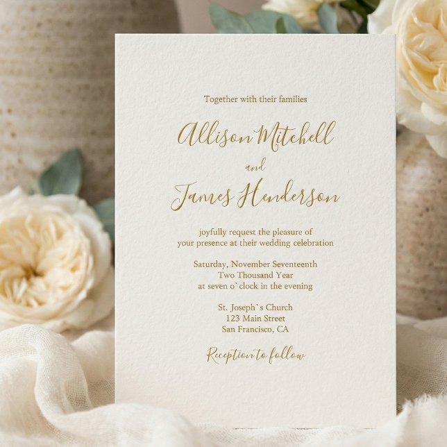 Ivory Minimalist Simple Script Wedding Photo Invitation (Creator Uploaded)