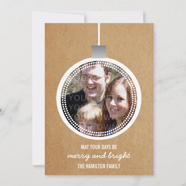 Ivory Mod Ornament Holiday Photo Flat Card (Front)
