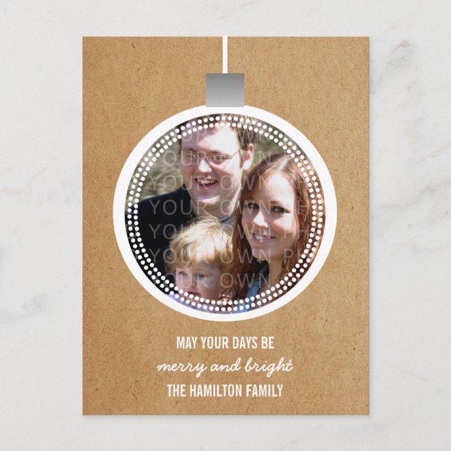 Ivory Mod Ornament Holiday Photo Postcard (Front)