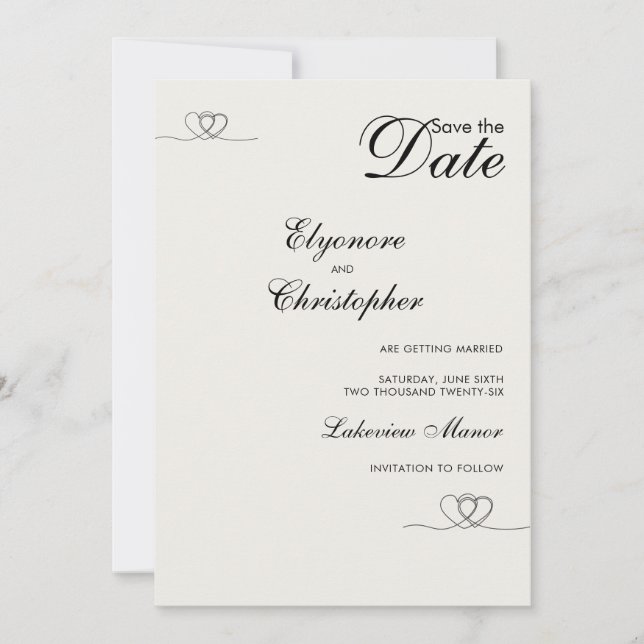Ivory Modern Chic Wedding Save The Date Invitation (Front)