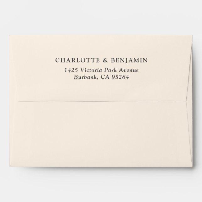 Ivory Modern Custom Wedding 5.25x7.25 Envelope (Back (Top Flap))