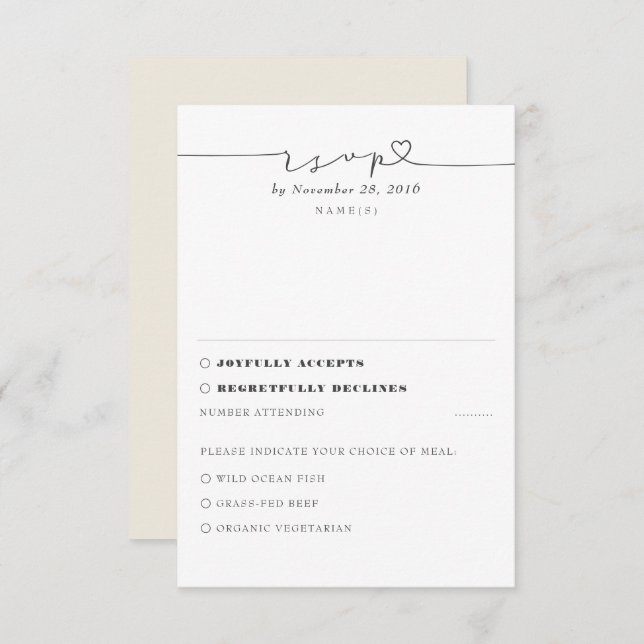 Ivory Modern Minimal Wedding RSVP (Front/Back)