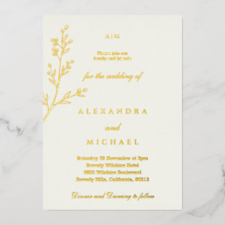 Ivory Monogram Botanical Minimalist Gold