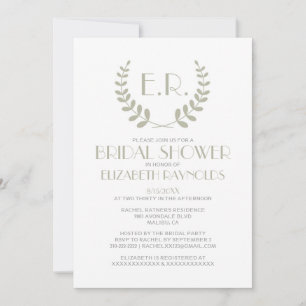 Ivory Monogram Bridal Shower Invitations