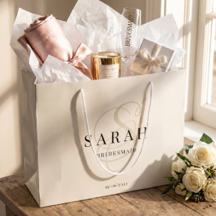 Ivory Monogram Personalised Bridesmaid Large Gift Bag