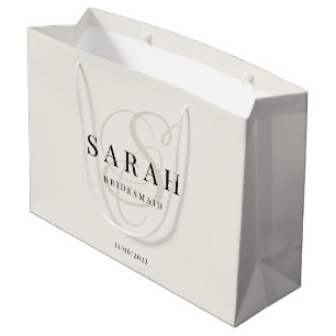 Ivory Monogram Personalised Bridesmaid Large Gift Bag