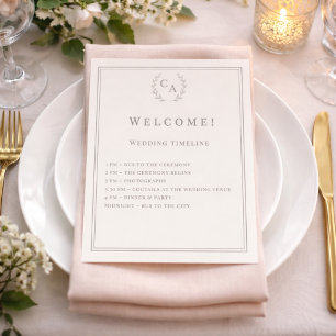 Ivory monogrammed wedding program flyer