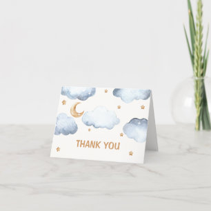 Ivory Moon Stars Twinkle Boy Baby Shower Thank You Card