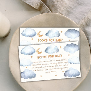 Ivory Moon Stars Twinkle Boy Books For Baby Shower Enclosure Card