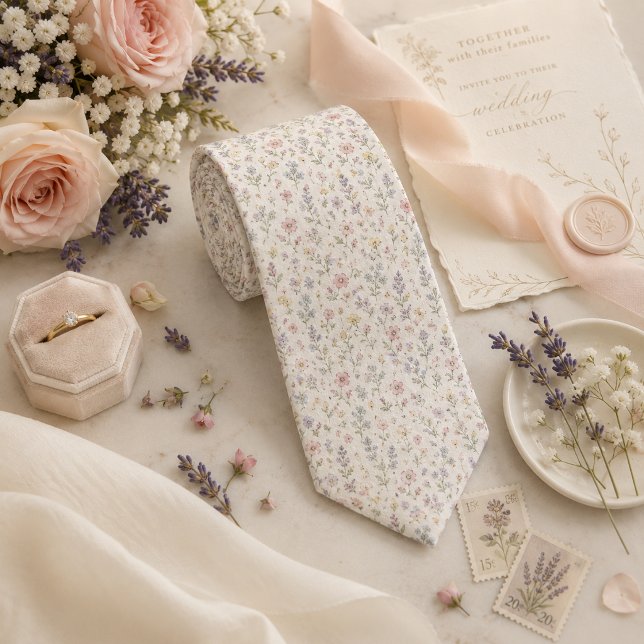 Ivory Multicolor Wildflower Meadow Neck Tie (Creator Uploaded)