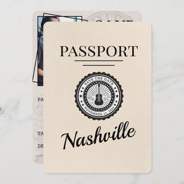 Ivory Nashville Passport Save The Date (Front/Back)