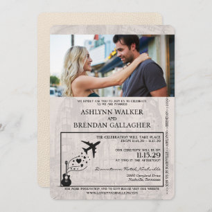 Ivory Nashville Passport Wedding Invitation