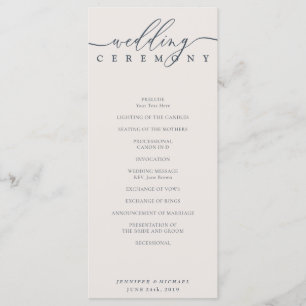 Ivory Navy Reception Wedding Ceremony Program