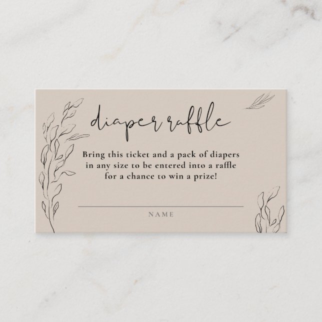 ivory neutral minimal floral simple diaper raffle enclosure card (Front)