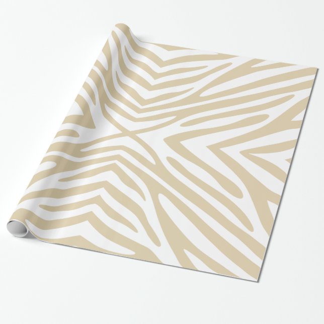 Ivory Neutral Zebra Wrapping Paper (Unrolled)