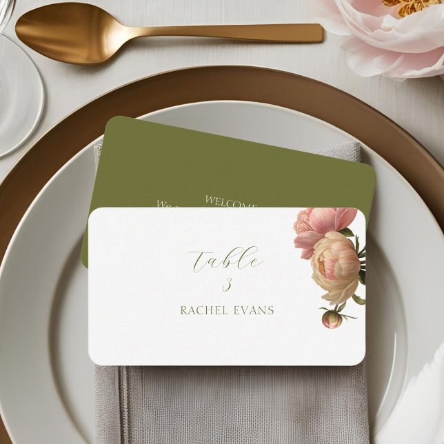 Ivory & Olive | Blush Rose Wedding Place Cards (Creator Uploaded)