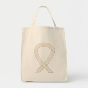 Ivory or Cream Awareness Ribbon Art Tote Bag