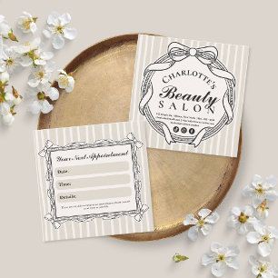 Ivory Ornate Bow Frame Appointment Reminder Card