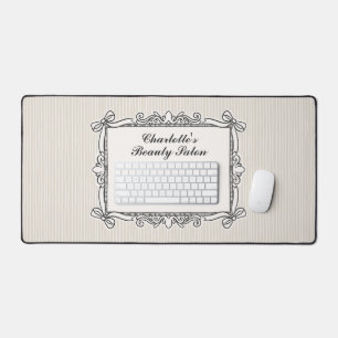 Ivory Ornate Bow Frame Salon Desk Mat