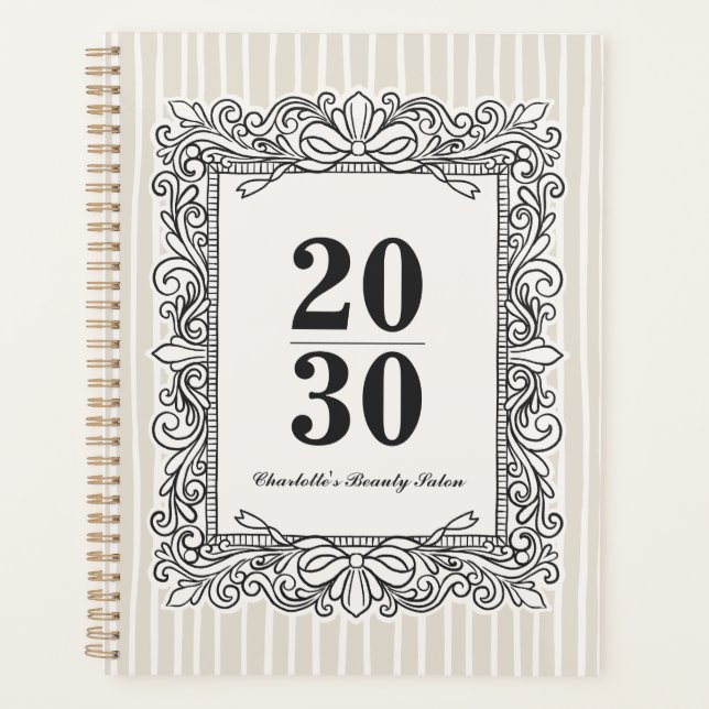 Ivory Ornate Bow Frame Year Planner (Front)