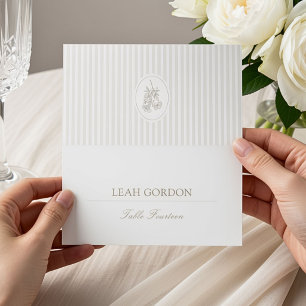 Ivory   Oval & Stripe Wedding Table Card Number