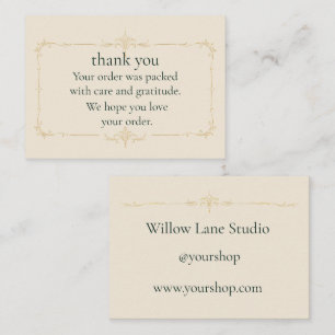 Ivory Package Insert Thank You Card