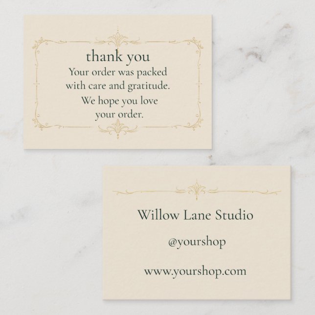 Ivory Package Insert Thank You Card (Front/Back)