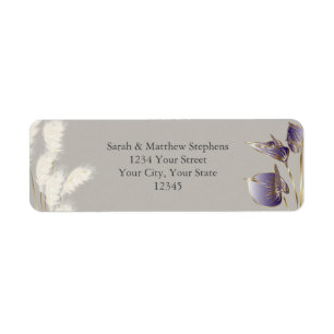 Ivory Pampas Grass Amethyst Anthurium Return Address Label