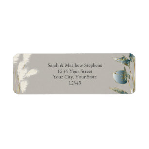 Ivory Pampas Grass Teal Anthurium Return Address Label