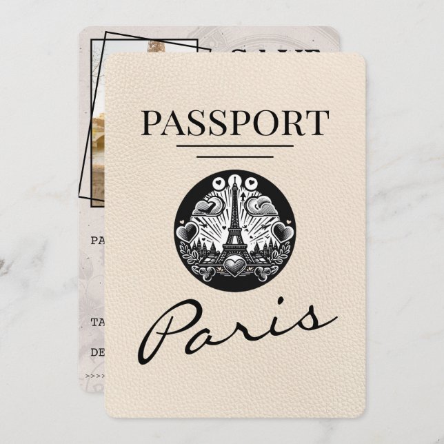 Ivory Paris Passport Save The Date (Front/Back)