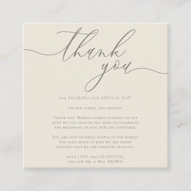 Ivory Pastel Colour Custom Photo Thank You Enclosure Card (Front)