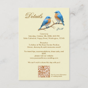 Ivory Pastel Lovebirds Romantic Bluebirds Wedding Enclosure Card