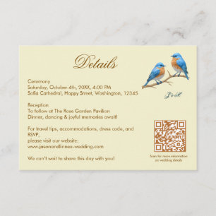 Ivory Pastel Lovebirds Romantic Bluebirds Wedding Enclosure Card