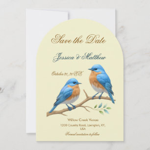 Ivory Pastel Lovebirds Romantic Bluebirds Wedding Save The Date