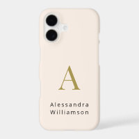 Ivory Pastel Minimalist Monogram Gold Black Chic