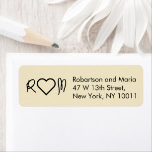 Ivory pearl Couple Monogram Heart Return Address Label