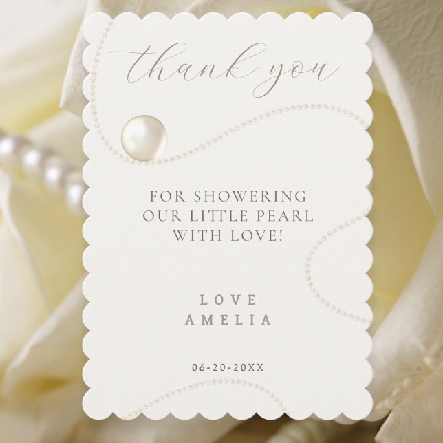 Ivory Pearl Elegant Baby Shower Thank You Card (Creator Uploaded)