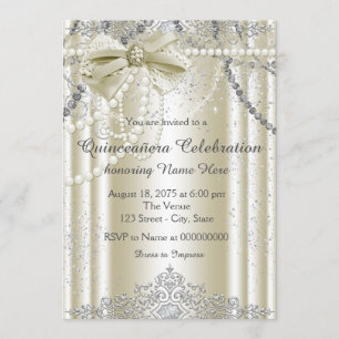 Ivory Pearl Quinceanera Invitation