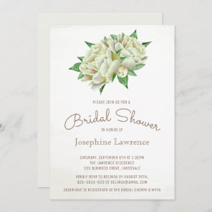 Ivory Peony Watercolor Floral Bridal Shower Invitation