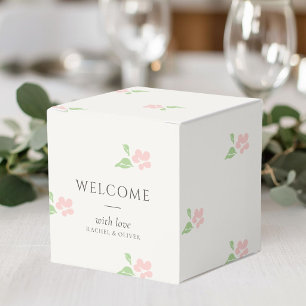 Ivory   Petit Blush Pink Floral Initials Wedding  Favour Box