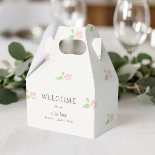Ivory Petit Blush Pink Floral Welcome Favour Box