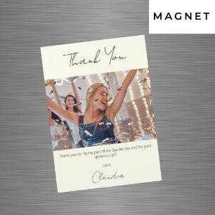 Ivory photo thank you magnet card