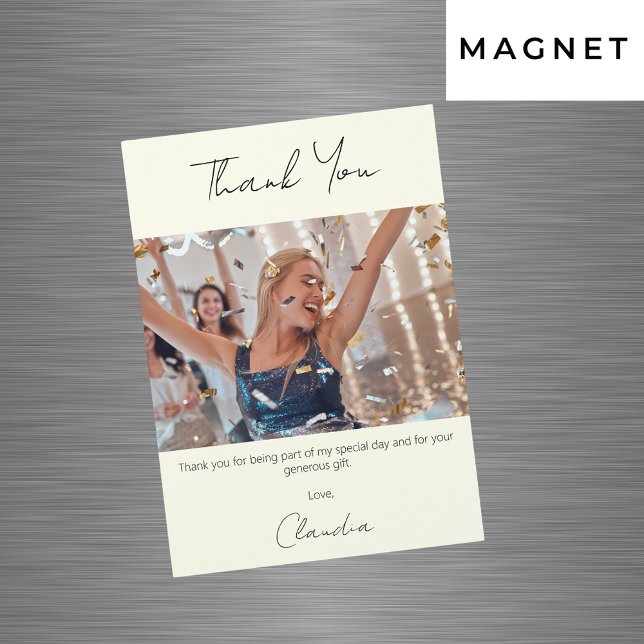 Ivory photo thank you magnet card (Creator Uploaded)
