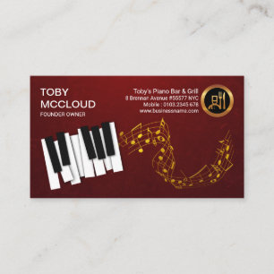 Ivory Piano Keys Gold Music Notes Business Card