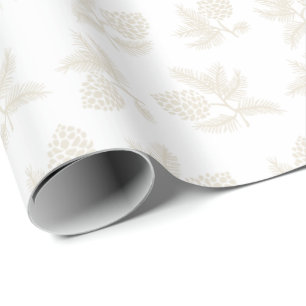 Ivory Pine sprigs with pinecones holiday Wrapping Paper